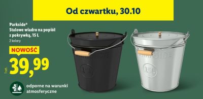 Wiadro stalowe na popiół z pokrywką promocja w Lidl