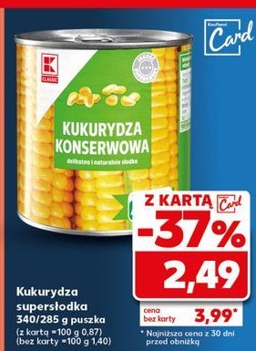 Kukurydza słodka K-classic promocja