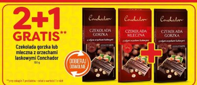 Czekolada gorzka lub mleczna z orzechami laskowymi Conchador promocja w POLOmarket