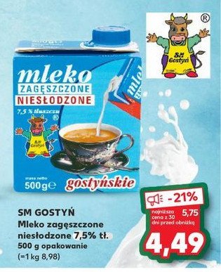 Mleko zagęszczone niesłodzone Gostyń promocja w Kaufland