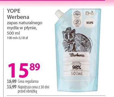 Mydło w płynie werbena - zapas Yope promocja w Hebe