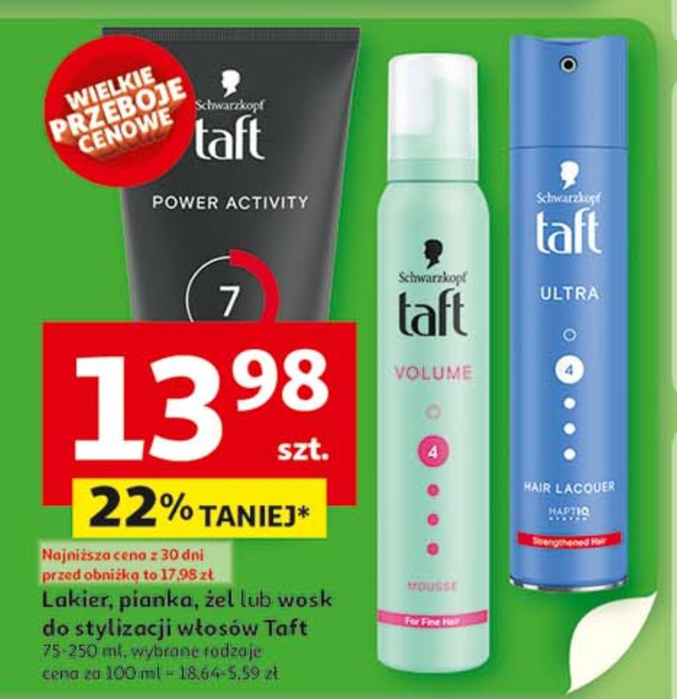 Pianka do włosów ultra strong Taft promocja