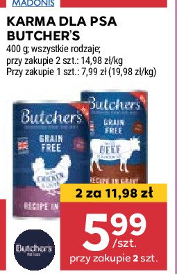 Karma dla psa wołowina Butcher's grain free promocja