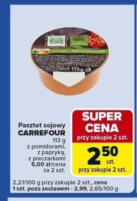 Pasztet sojowy CARREFOUR z pomidorami, z papryką, z pieczarkami promocja w Carrefour Express