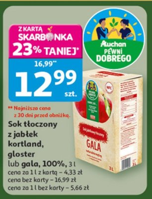 Sok tłoczony z jabłek kortland, gloster lub gala, 100% promocja w Auchan