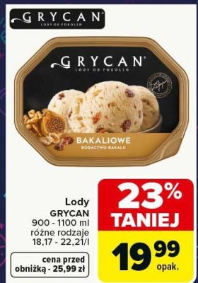 Lody GRYCAN różne rodzaje promocja w Carrefour
