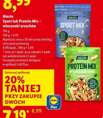 Mieszanki orzechów Alesto Sport lub Protein Mix promocja w Lidl