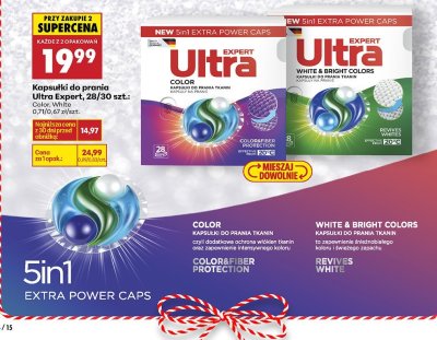 Kapsułki do prania Ultra Expert 28/30 szt. Color, White promocja w Biedronka