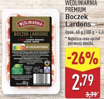 Boczek lardons Wędliniarnia premium promocja w Aldi