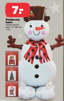 Świąteczny balon (różne wzory) wym. 71×146 cm promocja w Netto