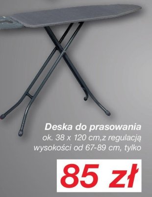 Deska do prasowania ok. 38 x 120 cm, z regulacją wysokości  promocja w KiK
