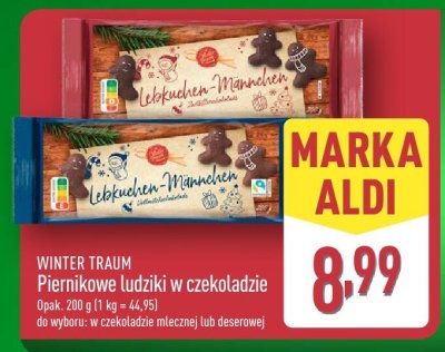 Piernikowe ludziki w czekoladzie deserowej promocja w Aldi