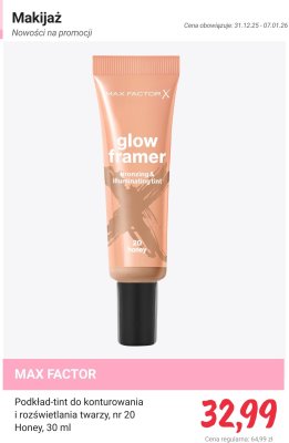 Podkład-tint do konturowania i rozświetlania twarzy MAX FACTOR nr 20 Honey promocja w Rossmann
