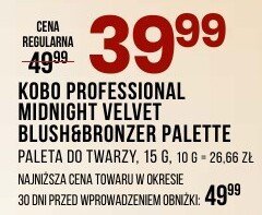 Paleta do twarzy KOBO PROFESSIONAL MIDNIGHT VELVET BLUSH&BRONZER PALETTE promocja w Drogerie Natura