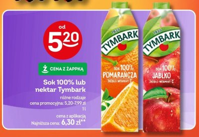 Sok 100% Tymbark pomarańcza promocja w Żabka