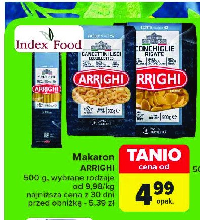 Makaron spaghetii Arrighi promocja w Carrefour