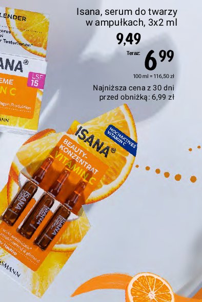 Serum do twarzy vitamin c Isana promocja w Rossmann