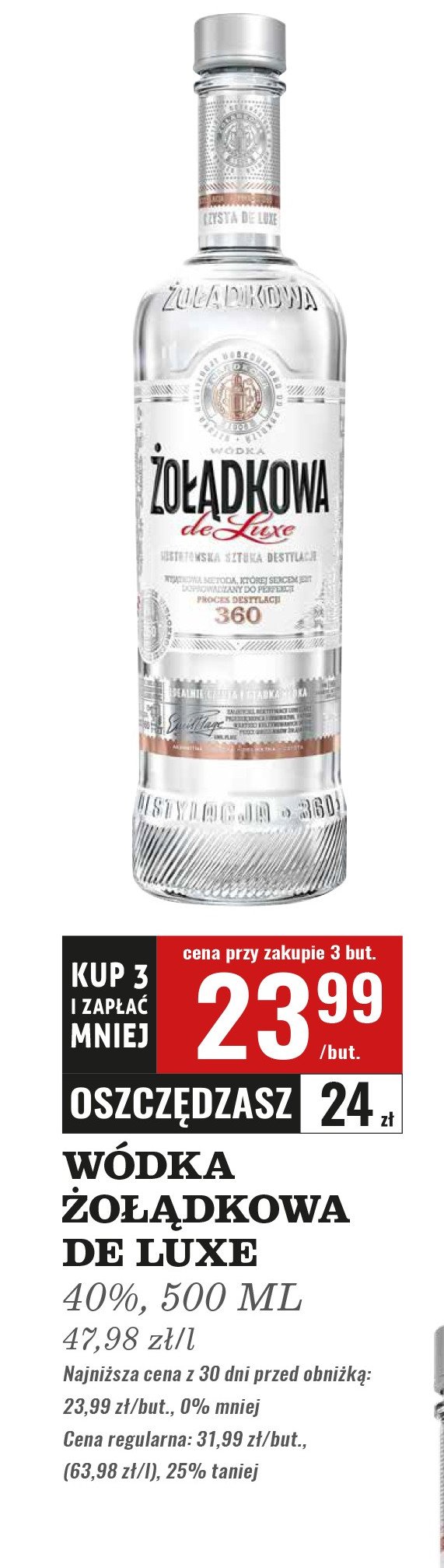 Wódka ŻOŁĄDKOWA GORZKA CZYSTA DE LUXE Żołądkowa promocja w Biedronka