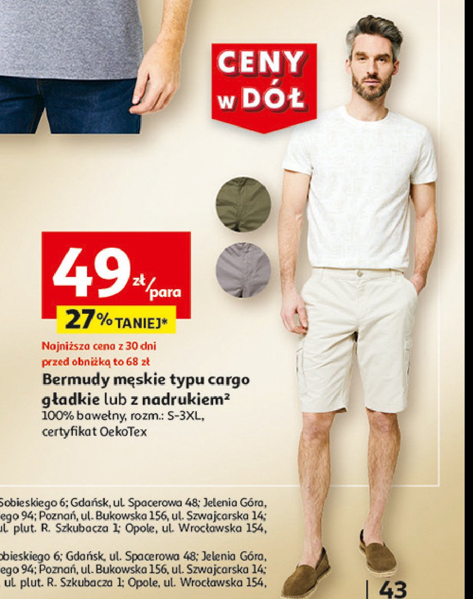 Bermudy męskie typu cargo s-3xl Auchan inextenso promocja