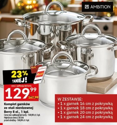 Komplet garnków ze stali nierdzewnej Berry 8 el., 1 kpl. promocja w Twój Market