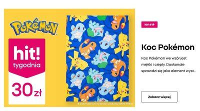 Koc Pokémon niebieski z kolorowymi postaciami promocja w Pepco