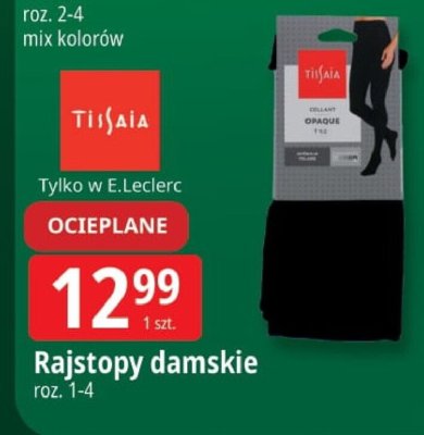 Rajstopy damskie Tissaia ocieplane rozmiar 2-4 mix kolorów promocja w Leclerc