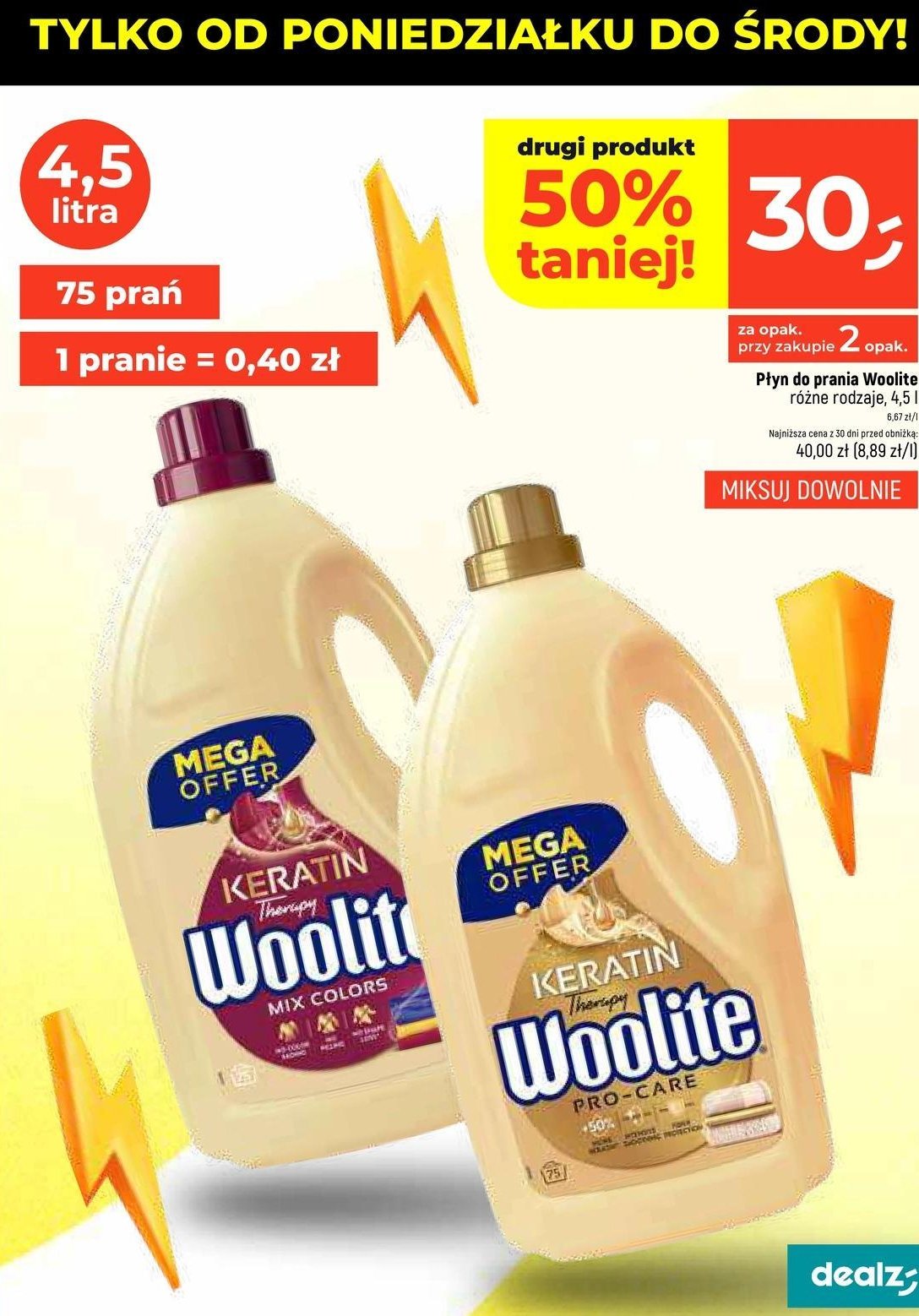 Płyn do prania pro-care Woolite keratin promocja