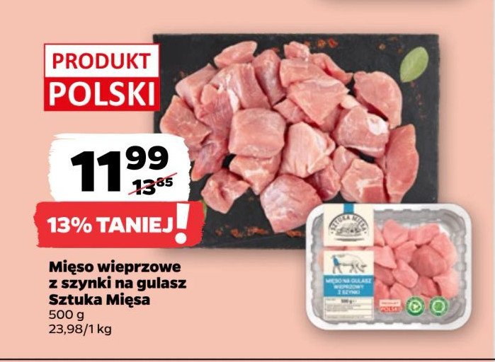 Mięso na gulasz wieprzowy z szynki promocja w Netto