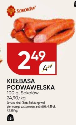 Kiełbasa podwawelska Sokołów promocja w Chata Polska