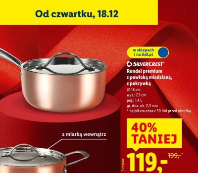 Rondel premium z powłoką miedzianą, z pokrywką SilverCrest ⌀ 16 cm promocja w Lidl