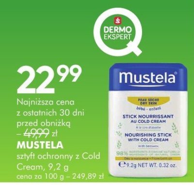 Sztyft pielęgnacyjny z Cold Cream MUSTELA promocja w Super-Pharm
