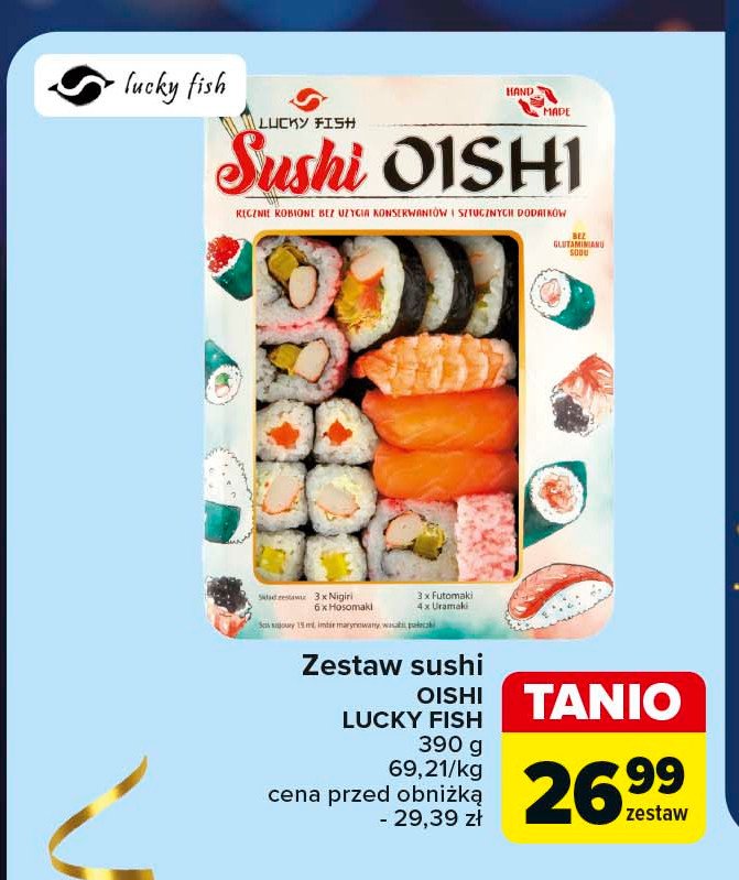 Sushi oishi Lucky fish promocja w Carrefour Market