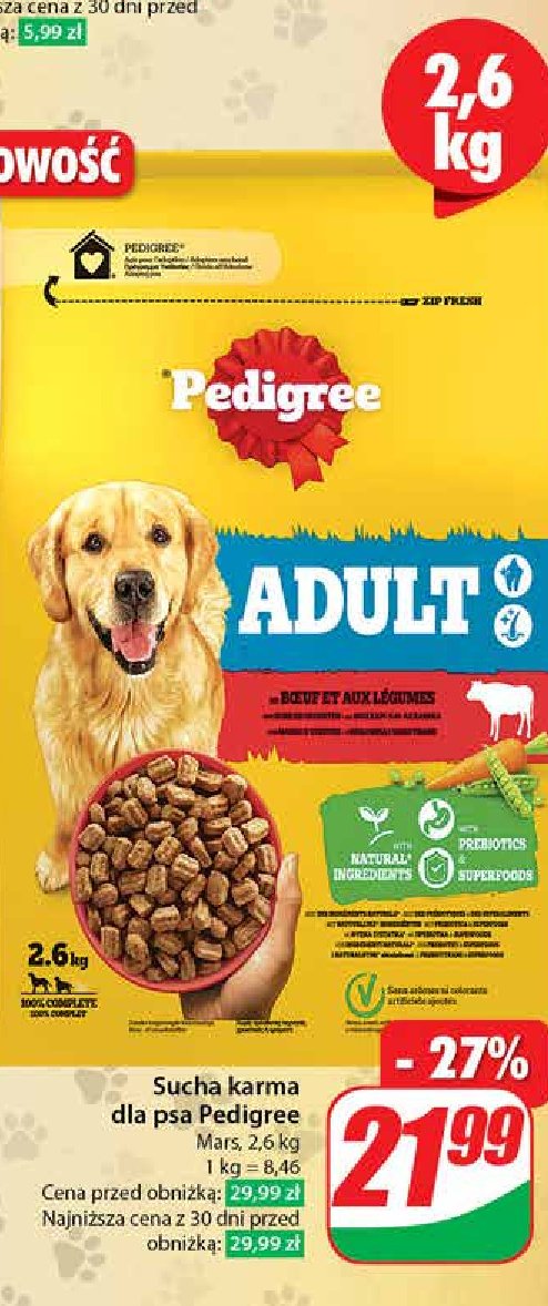 Karma dla psa adult z wołowiną Pedigree vital promocja