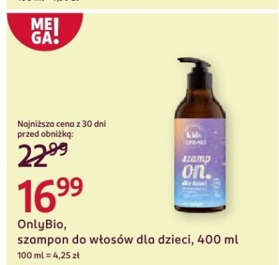 Szampon OnlyBio, do włosów dla dzieci, 400 ml promocja w Rossmann