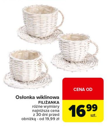 Osłonka wiklinowa na filiżankę promocja w Carrefour