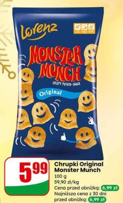 Chipsy Chrupki Original Monster Munch Lorenz promocja w Dino