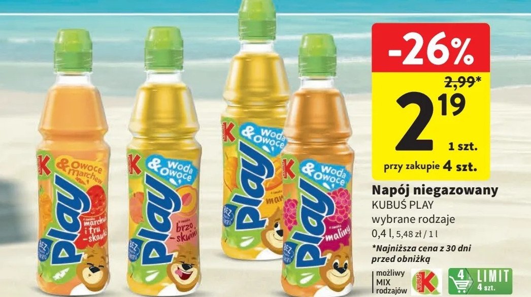 Lemoniada o smaku mango Kubuś play! promocja