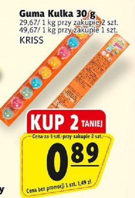 Guma Kulka 30 g KRISS promocja w Prim Market
