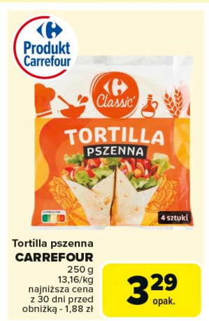 Tortilla pszenna Carrefour classic promocja w Carrefour