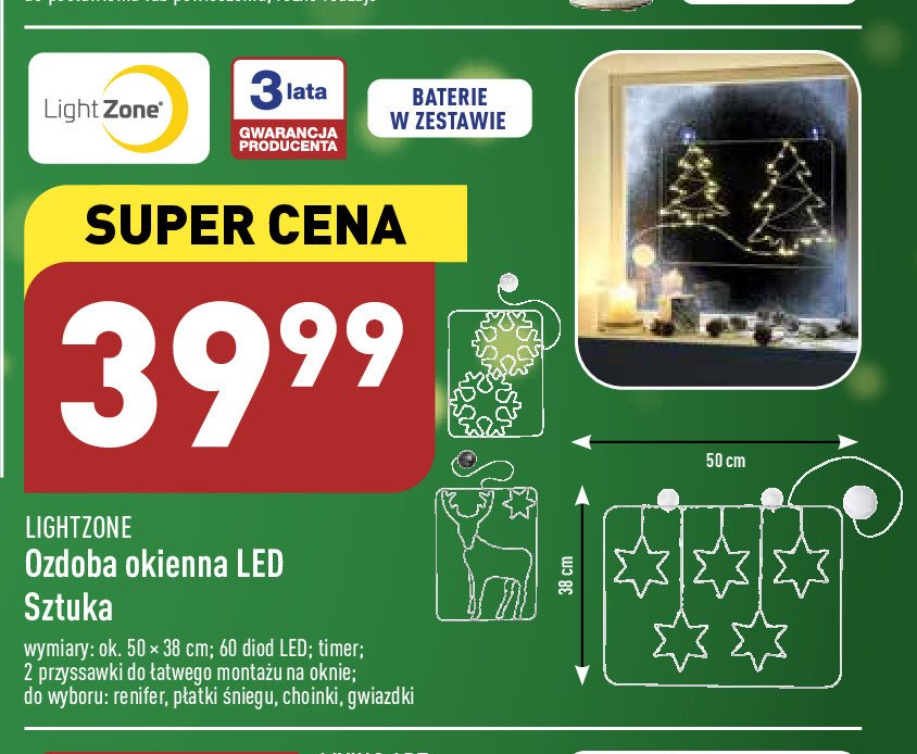 Dekoracja led na okno płatki śniegu Light zone promocja