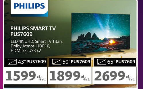 Telewizor 50'' 50pus7609/12 Philips promocja