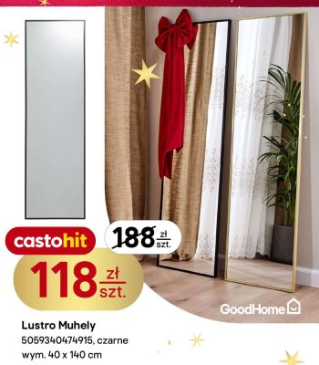 Lustro Muhely czarne GoodHome 40 x 140 cm promocja w Castorama
