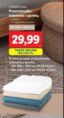 Prześcieradło satynowe z gumką 180-200 x 200 cm LIVARNO HOME promocja