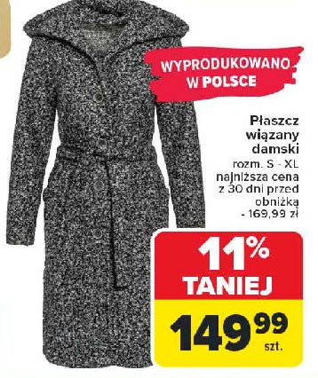 Płaszcz wiązany damski s-xl promocja w Carrefour