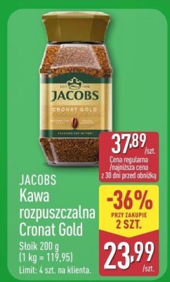 Kawa rozpuszczalna Jacobs Cronat Gold 200 g promocja w Aldi
