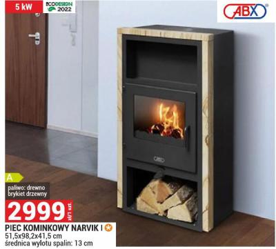 PIEC KOMINKOWY NARVIK I 51,5x98,2x41,5 cm średnica wylotu spalin: 13 cm promocja w Merkury Market