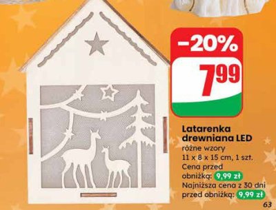 Latarenka drewniana LED różne wzory promocja w Dino