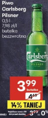 Piwo Carlsberg Pilsner butelka beZwrotna 0,5l promocja w Delikatesy Centrum