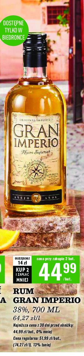 Rum GRAN IMPERIO BLANCO promocja w Biedronka