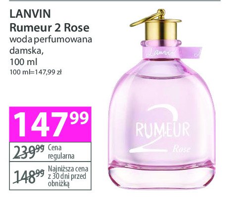 Woda perfumowana LANVIN RUMEUR 2 ROSE promocja